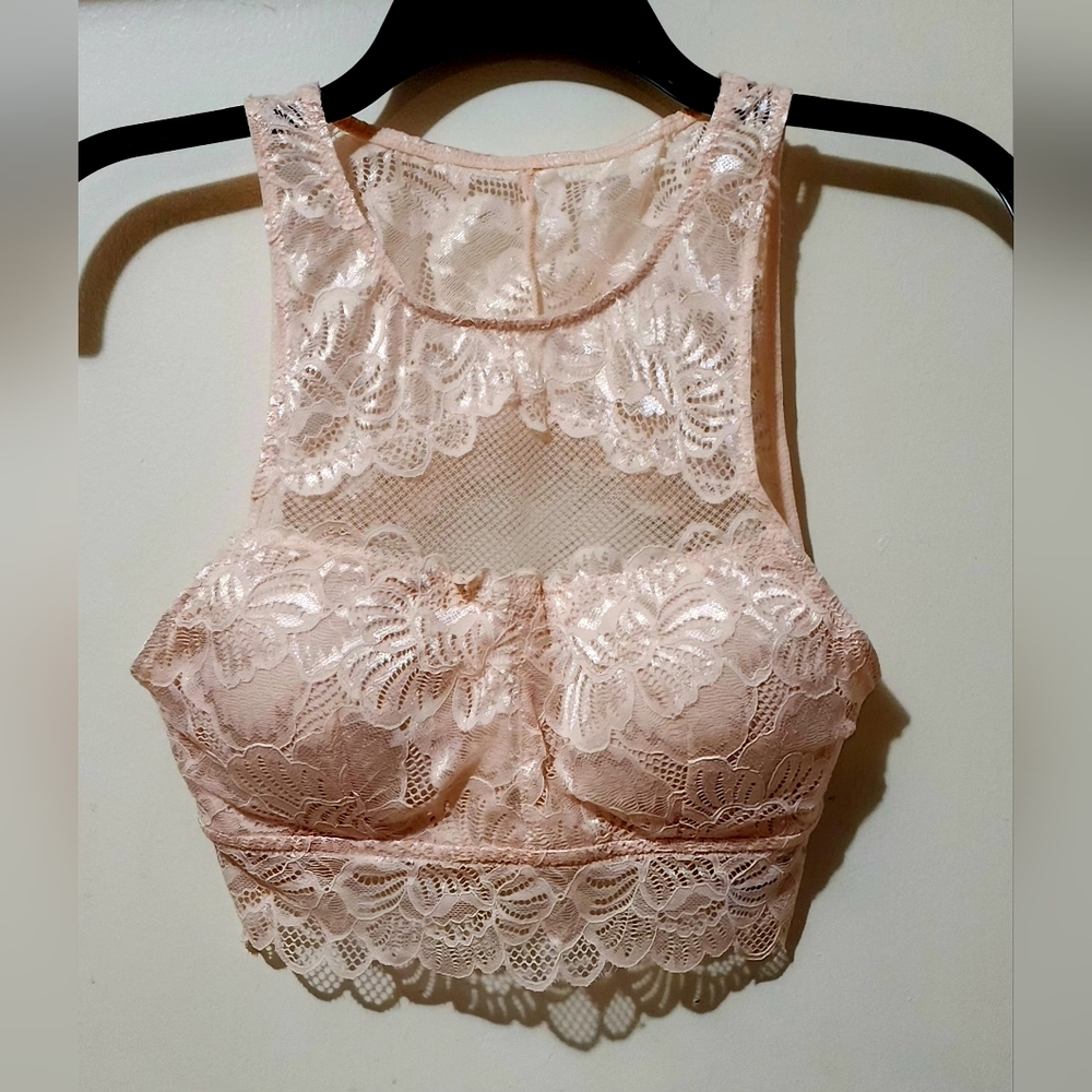 Sophie B. Bralette High Neck Lace Floral Pattern